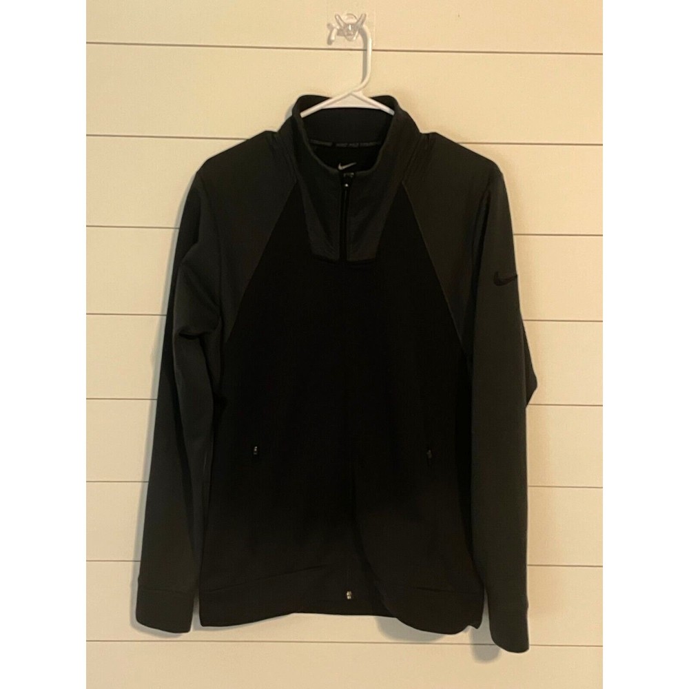 Nike Pro Training Jacket Small Gray and Black‎ Therma-FIT Full-Zip Long Sleeve